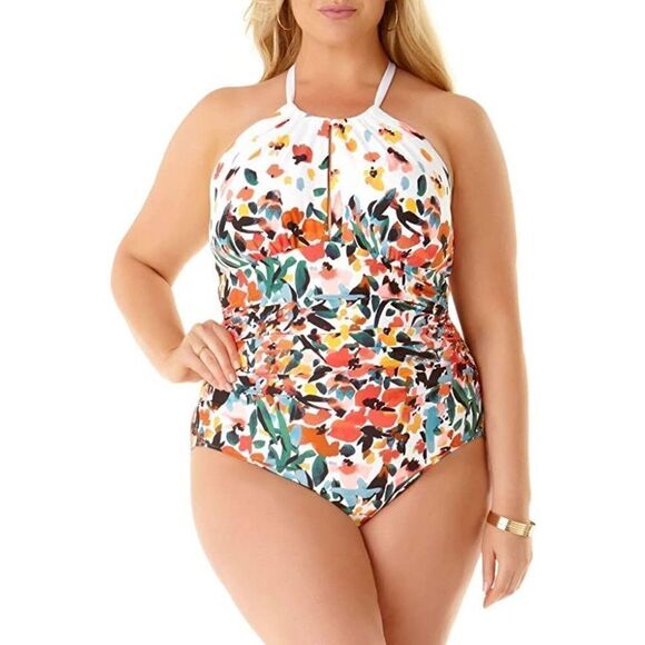 New. Anne Cole floral swimsuit. Size 16. Retails $119 - Picture 2 of 15